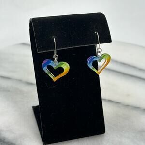 Vintage Rainbow heart earrings